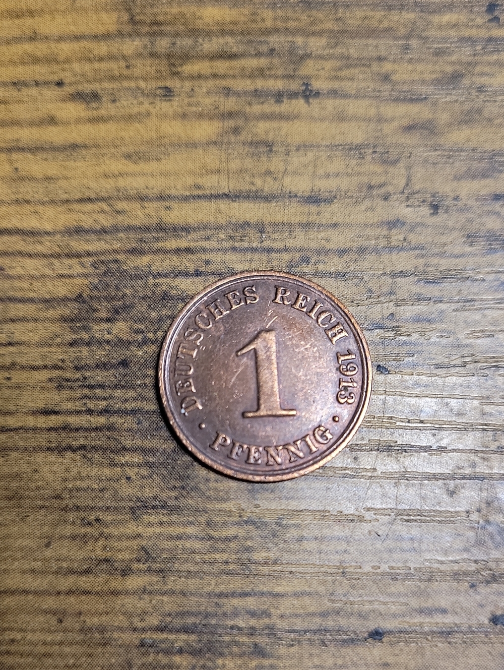 Vintage 1913 1 Pfennig Coin - Copper Tones